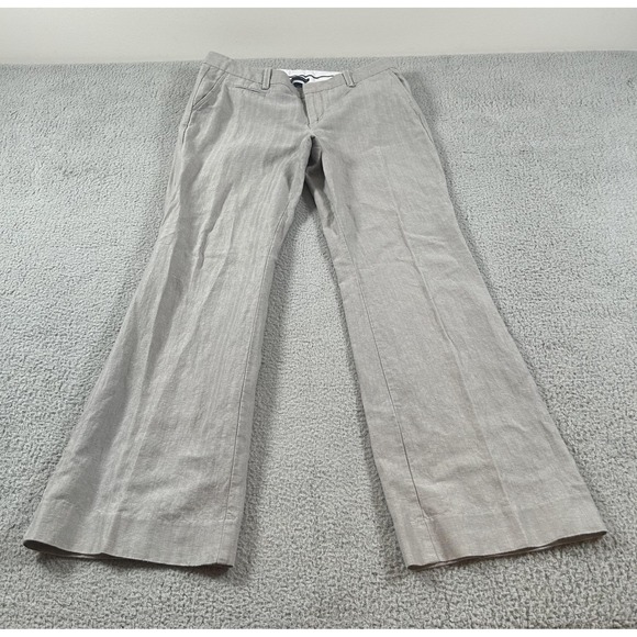 GAP Pants - Gap Pants Womens 10 Gray Hip Slung Fit Linen Cotton Herringbone Straight Leg